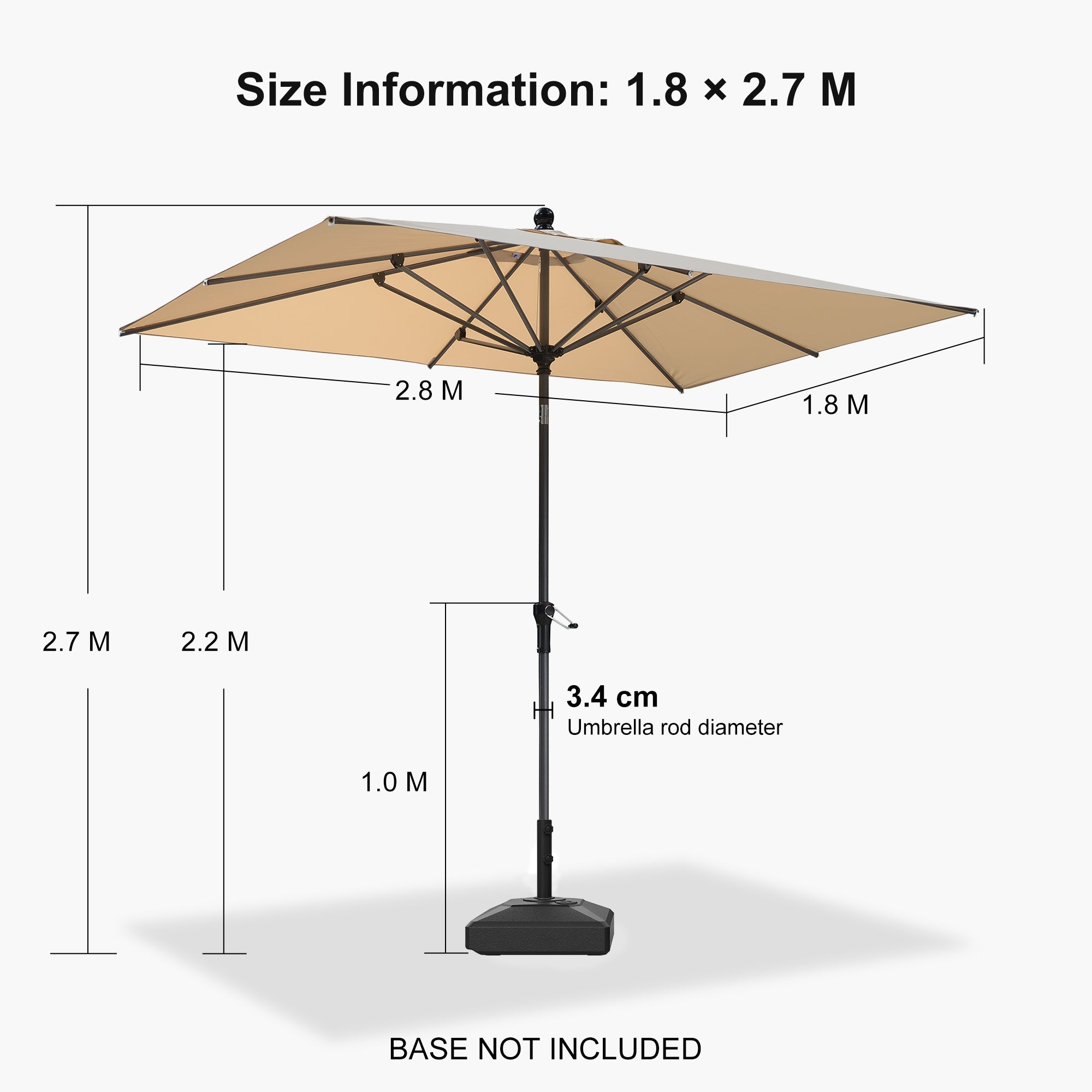PURPLE LEAF Porch Table Umbrella with Crank and Tilt, Market Patio Umbrella