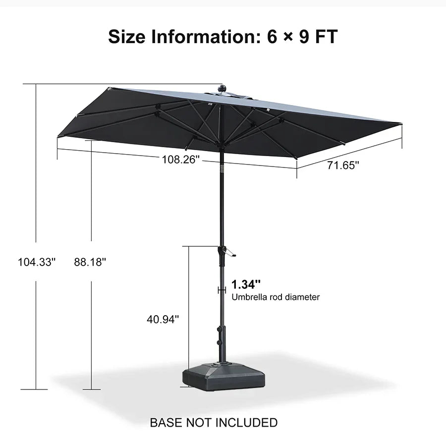 PURPLE LEAF Porch Table Umbrella with Crank and Tilt, Market Patio Umbrella