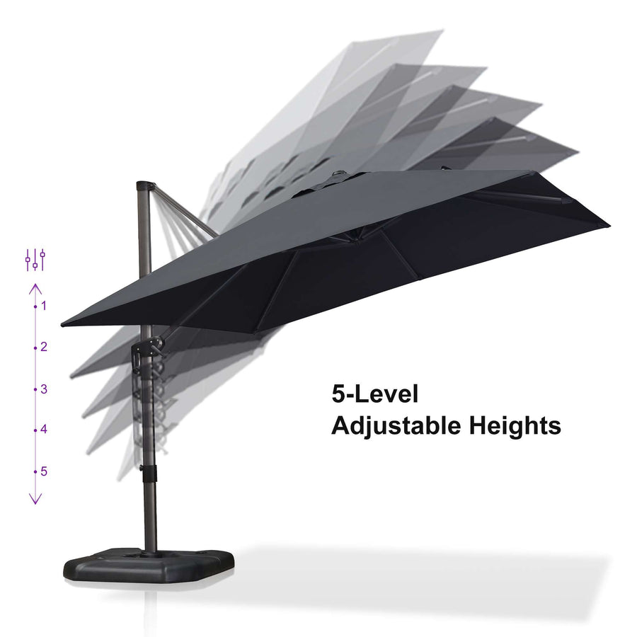 PURPLE LEAF Outdoor Umbrella Square Aluminum Cantilever Umbrella with 360° Rotation for Garden pool beach