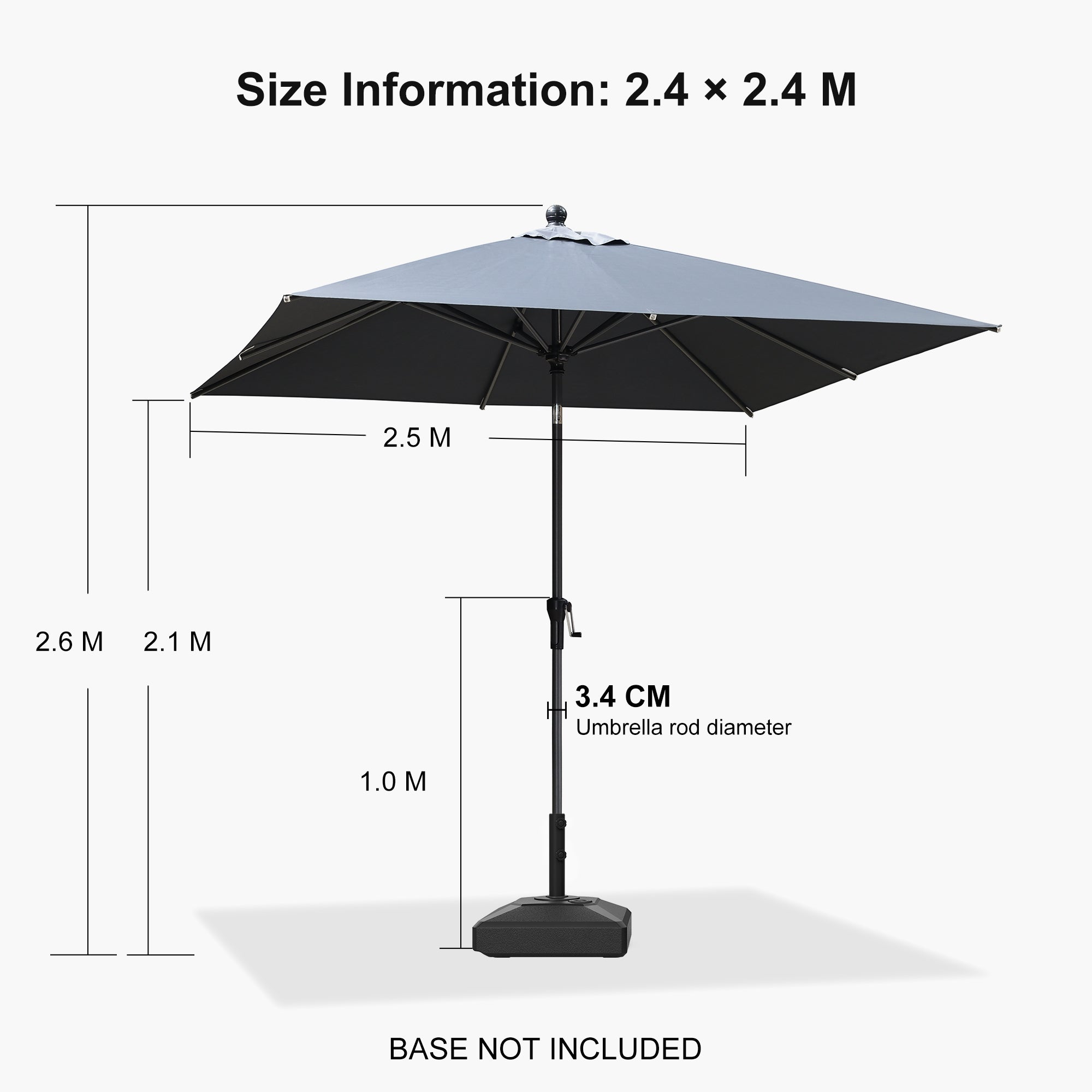 PURPLE LEAF Porch Table Umbrella with Crank and Tilt, Market Patio Umbrella