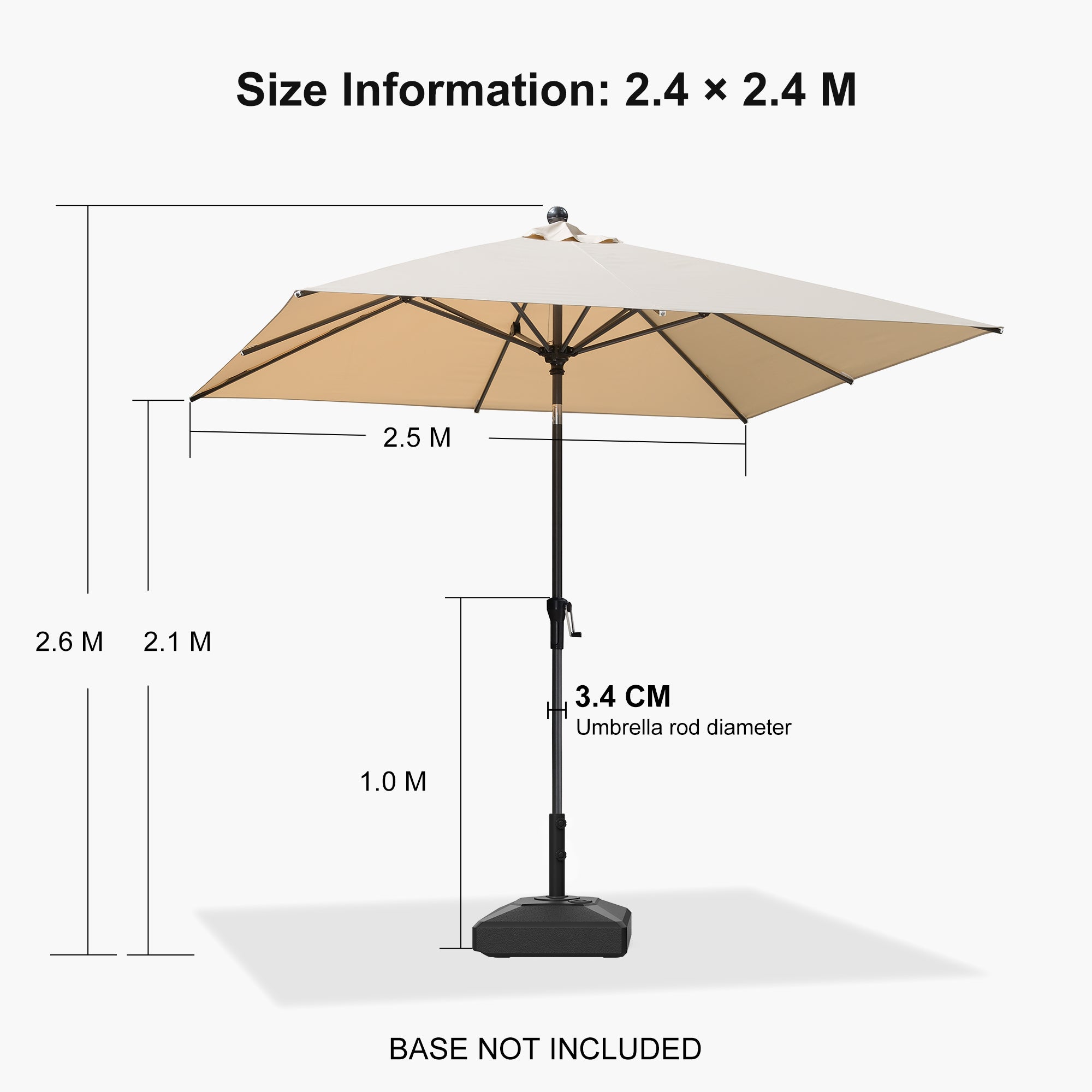 PURPLE LEAF Porch Table Umbrella with Crank and Tilt, Market Patio Umbrella