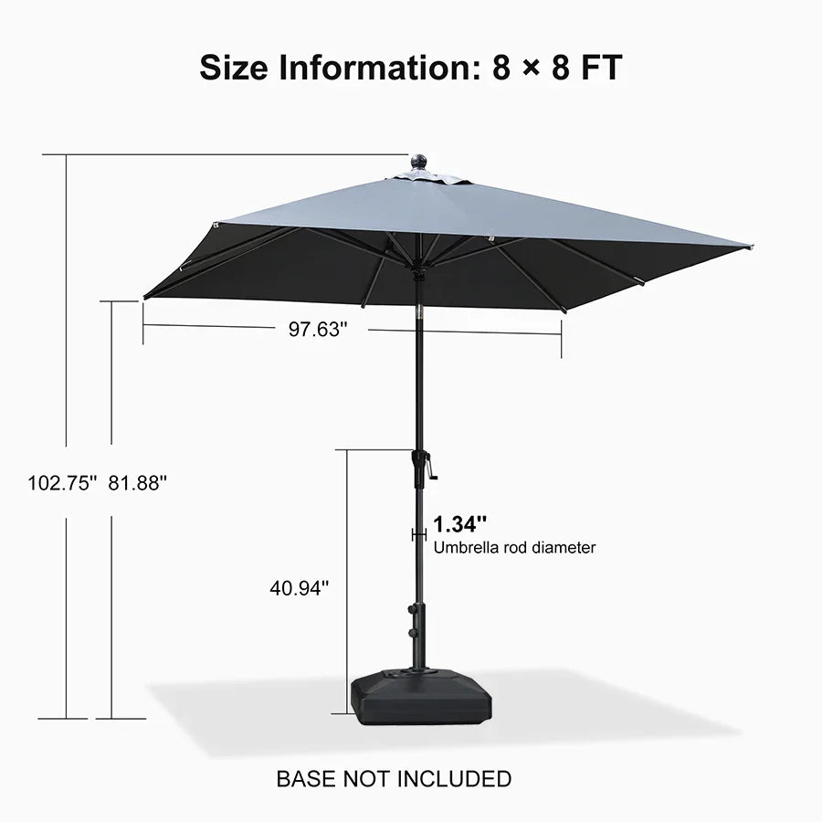 PURPLE LEAF Porch Table Umbrella with Crank and Tilt, Market Patio Umbrella