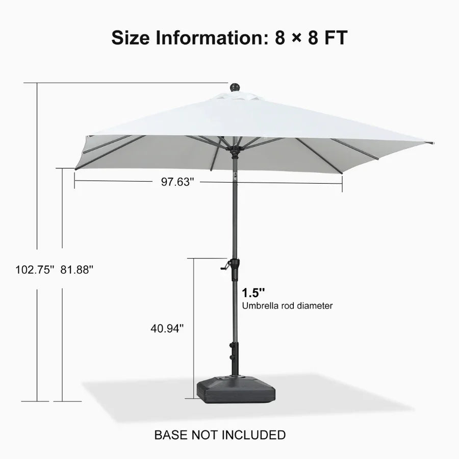 PURPLE LEAF Porch Table Umbrella with Crank and Tilt, Market Patio Umbrella