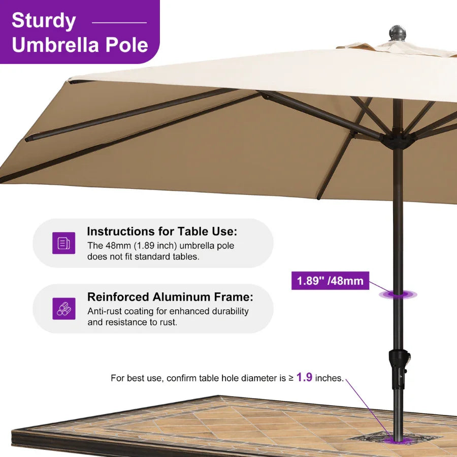 PURPLE LEAF Aluminum Market Patio Umbrella Commercial Outdoor Garden Umbrella