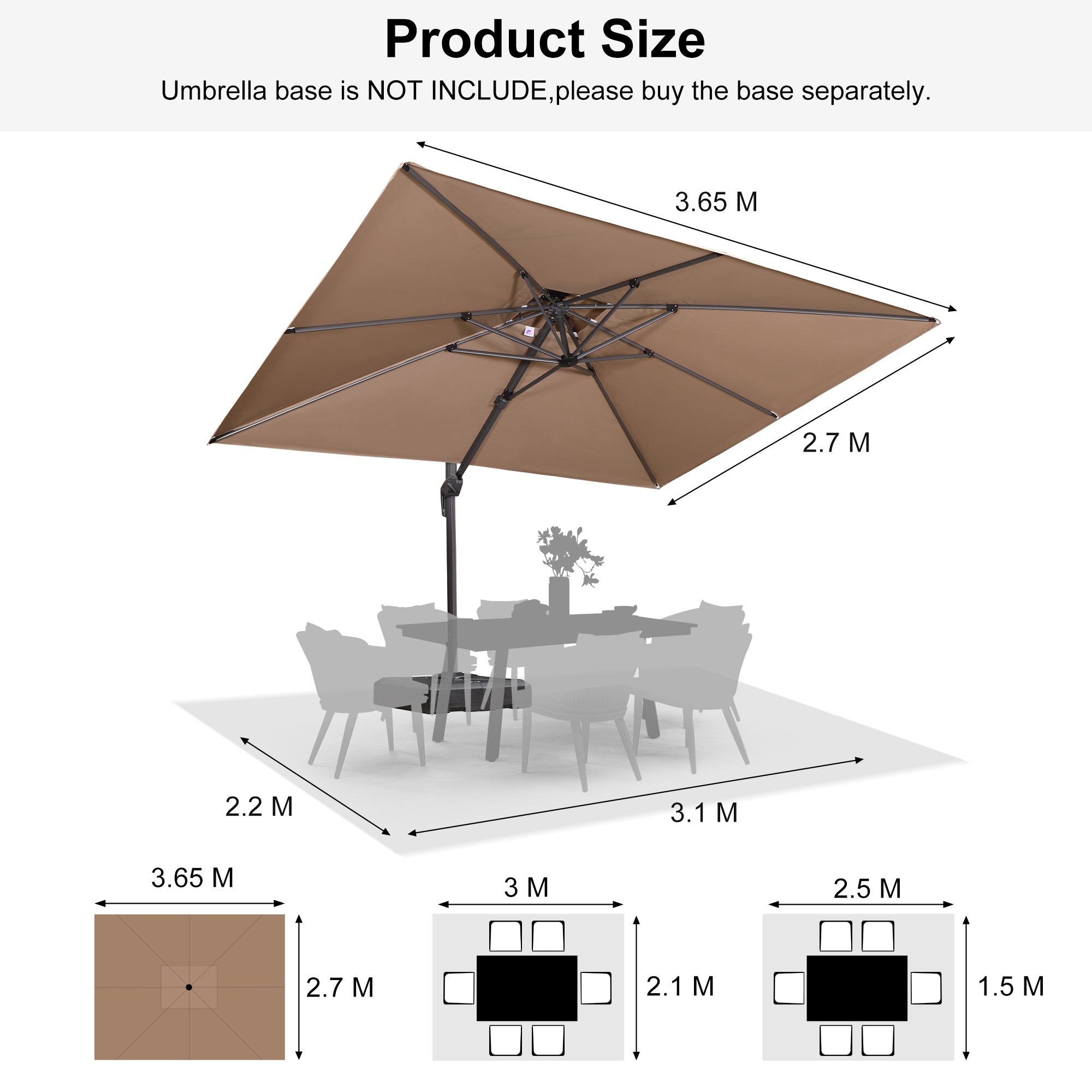 PURPLE LEAF Double Top Square Outdoor Standing Umbrella