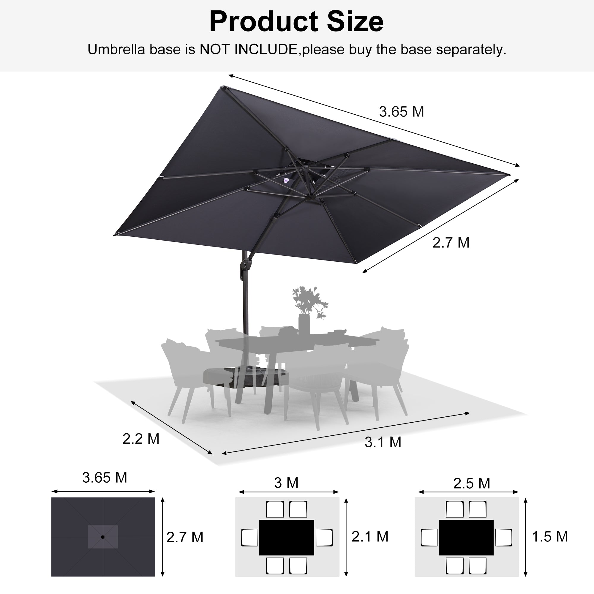 PURPLE LEAF Double Top Square Outdoor Standing Umbrella