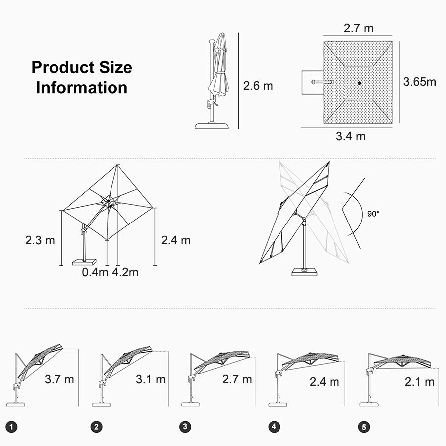 PURPLE LEAF Economical Patio Umbrella Swivel Squrare Outdoor Umbrellas