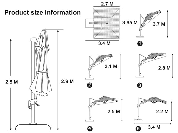 PURPLE LEAF Double Top Square Outdoor Standing Umbrella