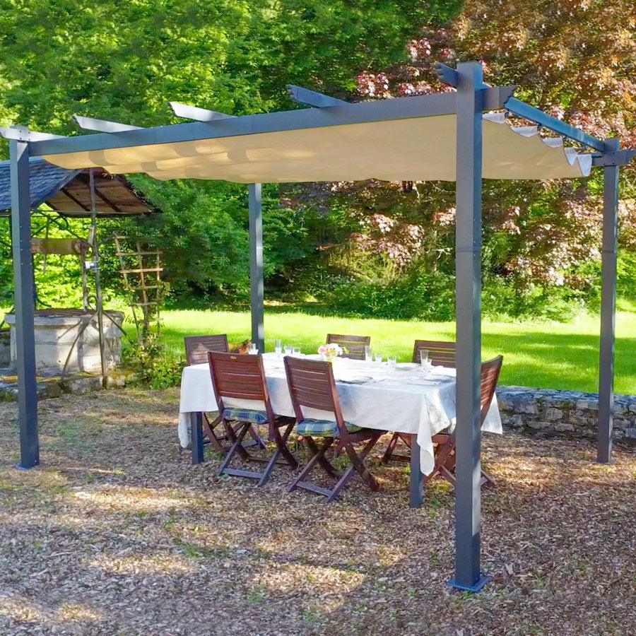 PURPLE LEAF 10 x 13 ft Outdoor Retractable Pergola with Sun Shade Canopy Patio Aluminum Pergola for Garden