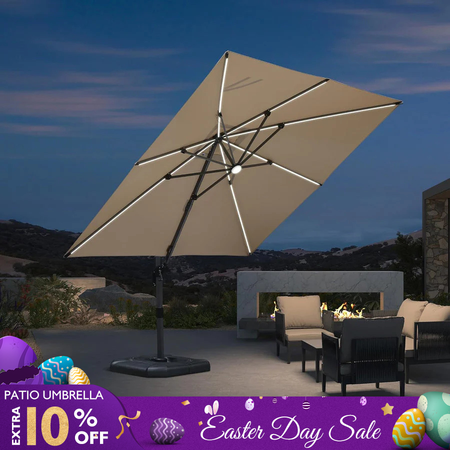 PURPLE LEAF LED Economical Patio Umbrellas Outdoor Umbrella with Lights