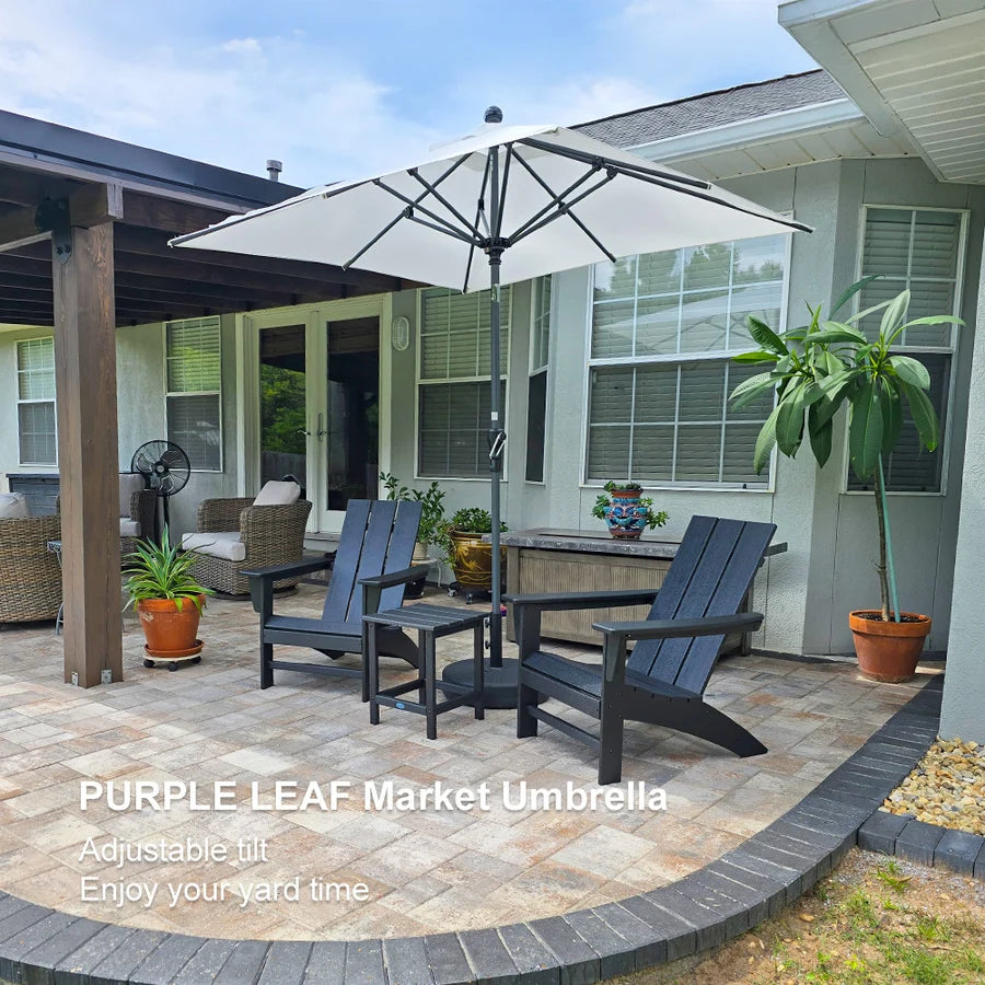 PURPLE LEAF Porch Table Umbrella with Crank and Tilt, Market Patio Umbrella