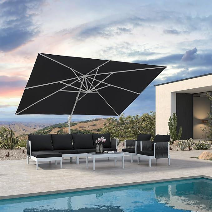 PURPLE LEAF White Outdoor Patio Umbrella Offset Umbrellas