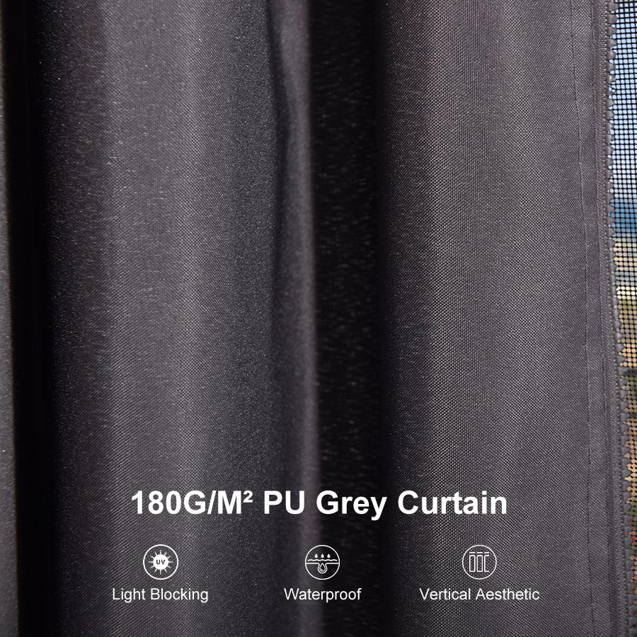 PURPLE LEAF Modern Gazebo Grey Hardtop Galvanized Steel Double Roof White Aluminum Poles with Curtains and Netting