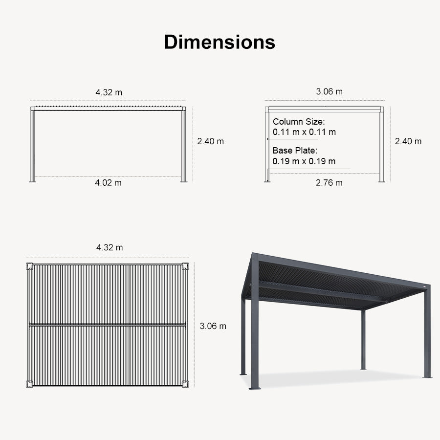 PURPLE LEAF Louvered Pergola Outdoor Aluminum Pergola with Adjustable Roof for Deck Backyard Garden Hardtop Gazebo