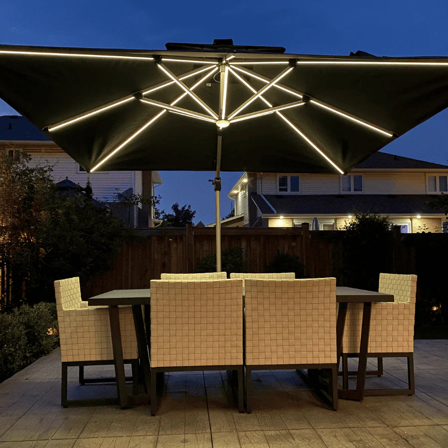 PURPLE LEAF Double Top Square Outdoor LED Umbrellas