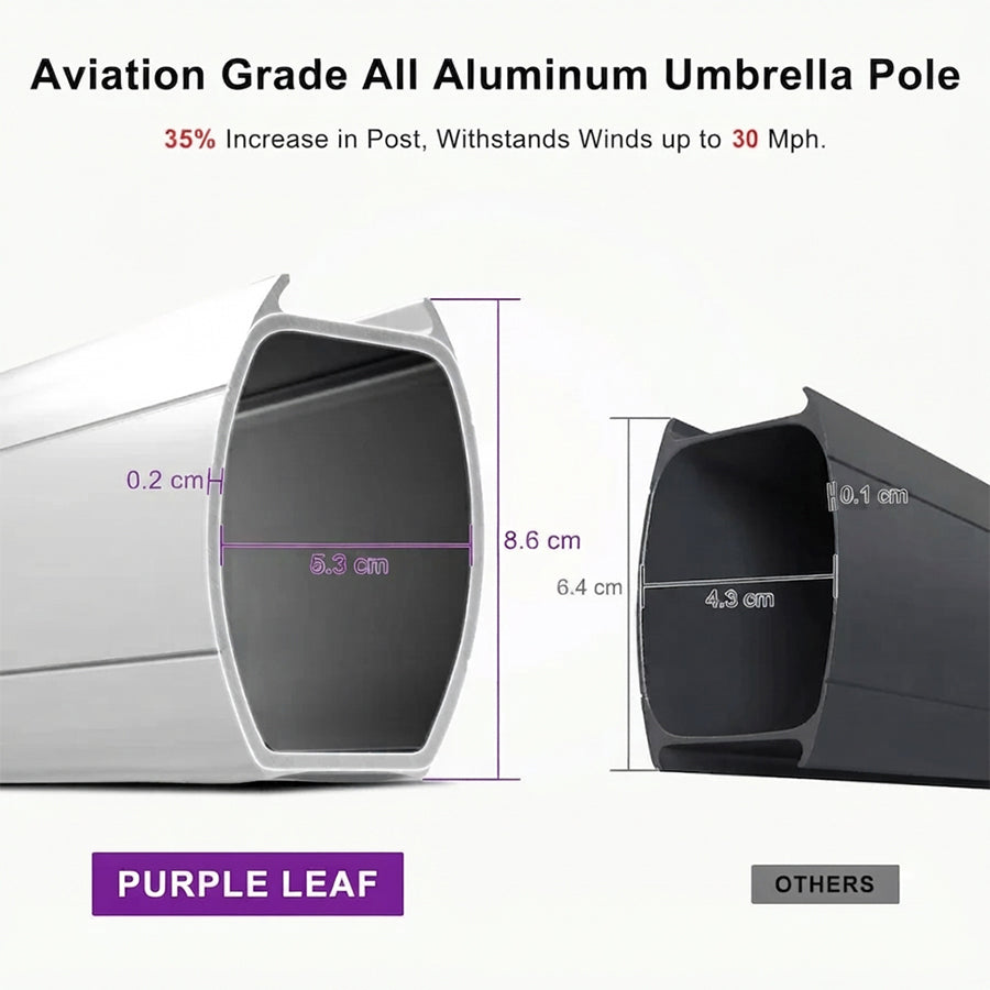 PURPLE LEAF Large Square Patio Cantilever Umbrella With Base for Garden Pool Porch