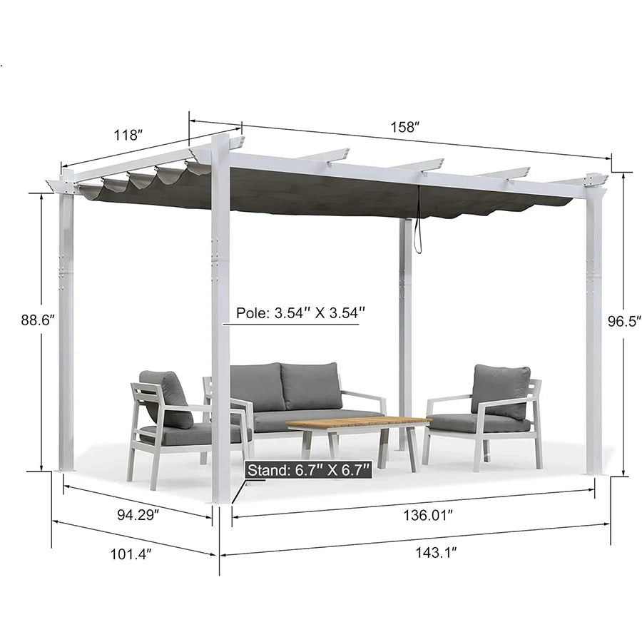 Cover White Patio Metal Shelter for Garden Pavilion Grill Gazebo Grape Trellis Pergola