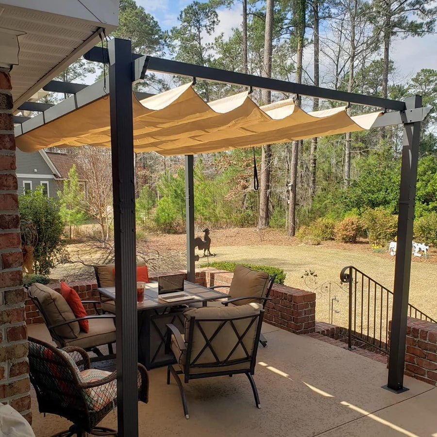 PURPLE LEAF 10 x 13 ft Outdoor Retractable Pergola with Sun Shade Canopy Patio Aluminum Pergola for Garden