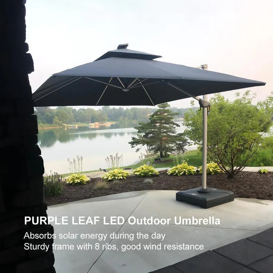 PURPLE LEAF Double Top Square Outdoor LED Umbrellas