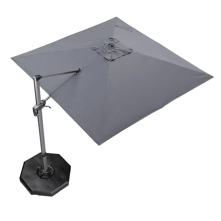 PURPLE LEAF Outdoor Umbrella Square Aluminum Cantilever Umbrella with 360° Rotation for Garden pool beach