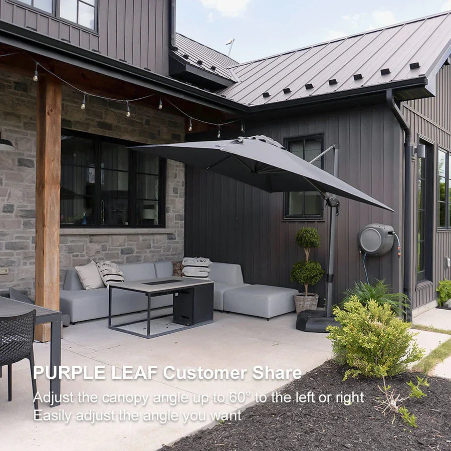 PURPLE LEAF Deluxe Aluminium Outdoor Patio Umbrella Square Cantilever Umbrellas