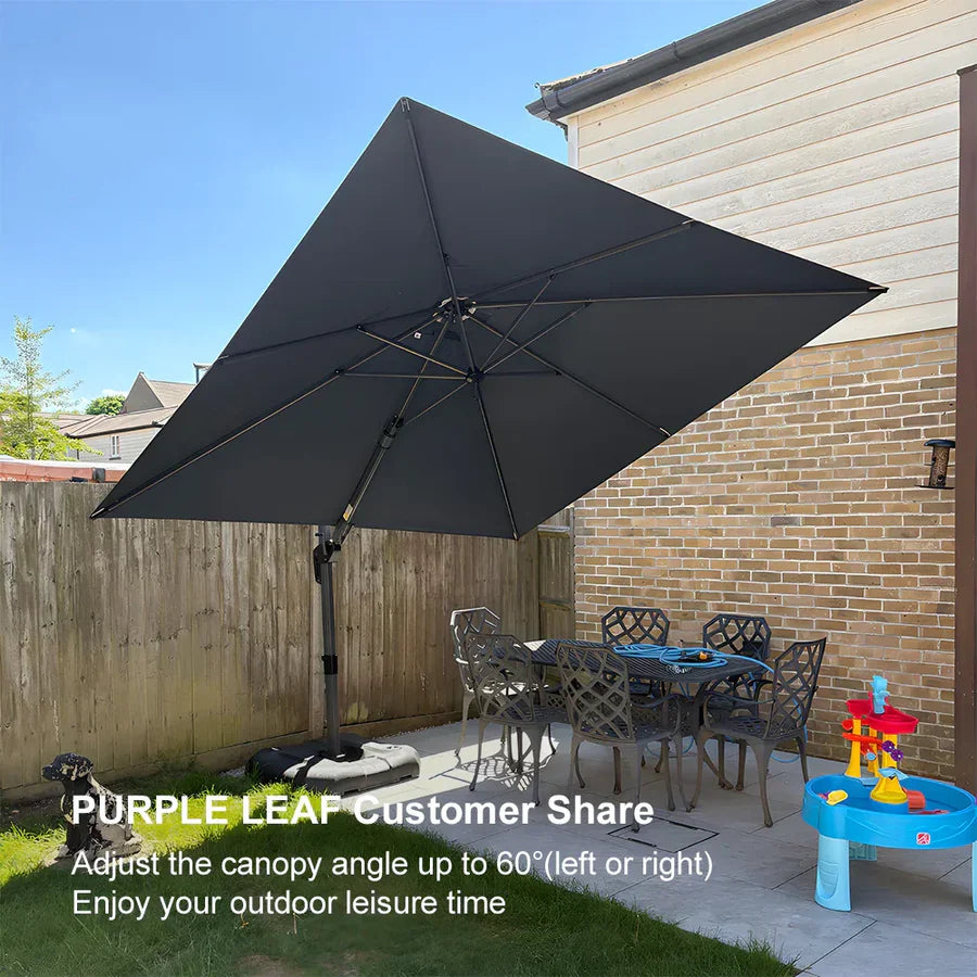 PURPLE LEAF Economical Patio Umbrella Swivel Squrare Outdoor Umbrellas