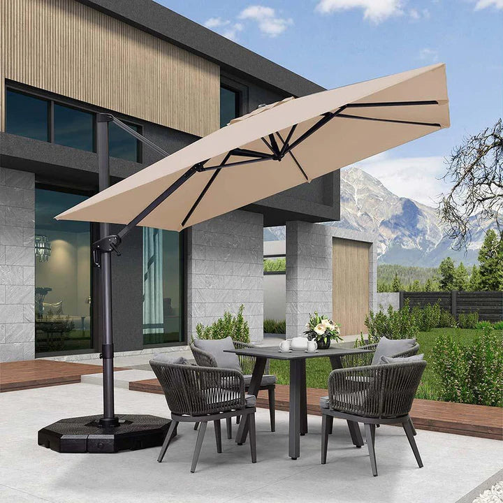 PURPLE LEAF Outdoor Umbrella Square Aluminum Cantilever Umbrella with 360° Rotation for Garden pool beach