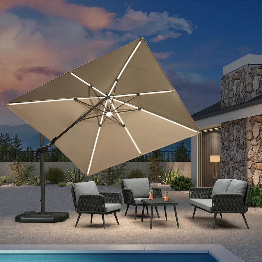 PURPLE LEAF LED Economical Patio Umbrellas Outdoor Umbrella with Lights
