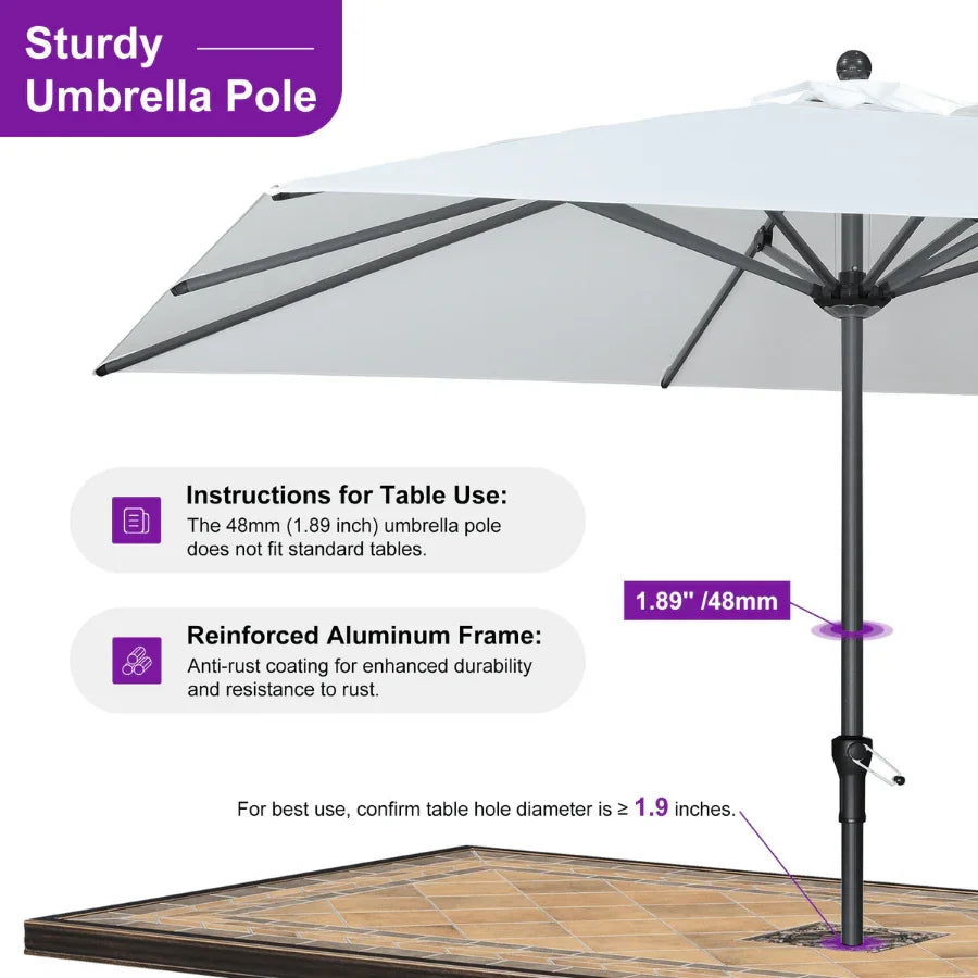 PURPLE LEAF Aluminum Market Patio Umbrella Commercial Outdoor Garden Umbrella