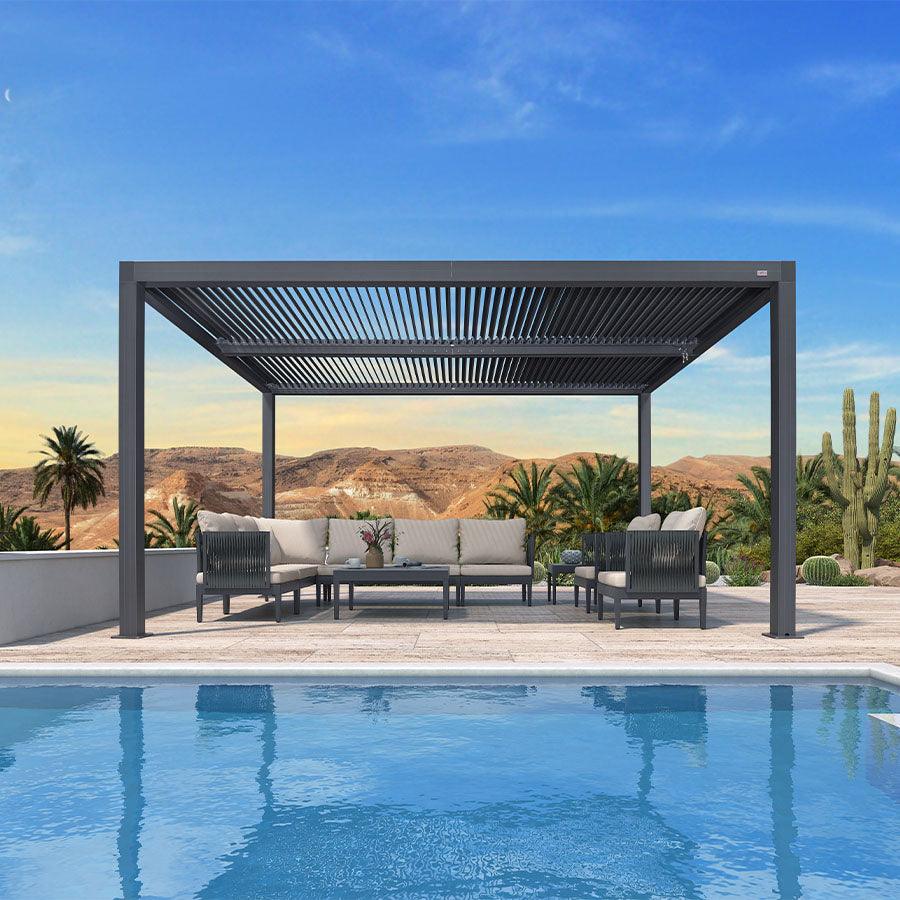 PURPLE LEAF Louvered Pergola Outdoor Aluminum Pergola with Adjustable Roof for Deck Backyard Garden Hardtop Gazebo
