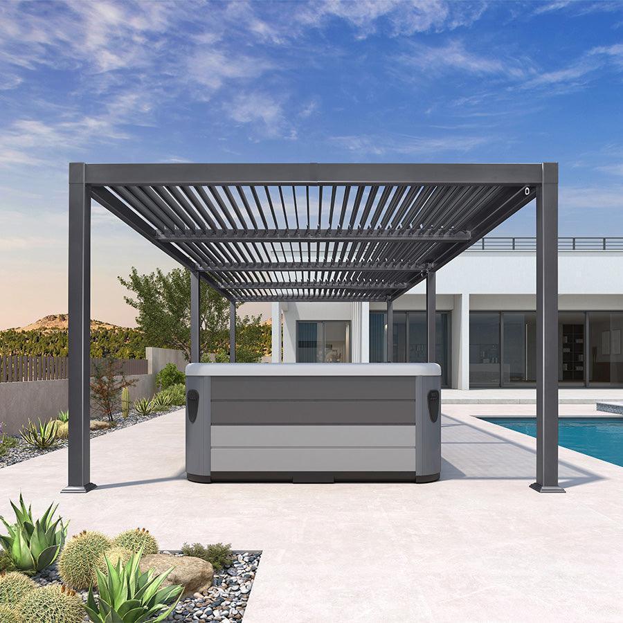 PURPLE LEAF Outdoor Louvered Pergola Patio Sun Shade Shelter with Adju