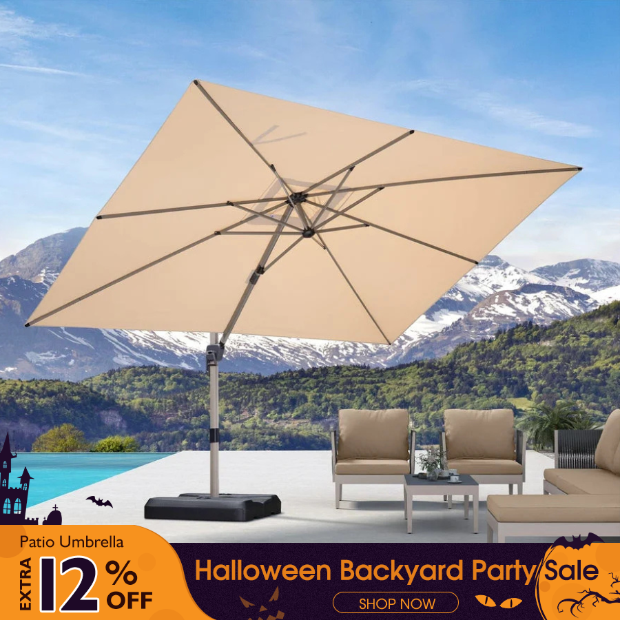 PURPLE LEAF Deluxe Aluminium Outdoor Patio Umbrella Square Cantilever Umbrellas