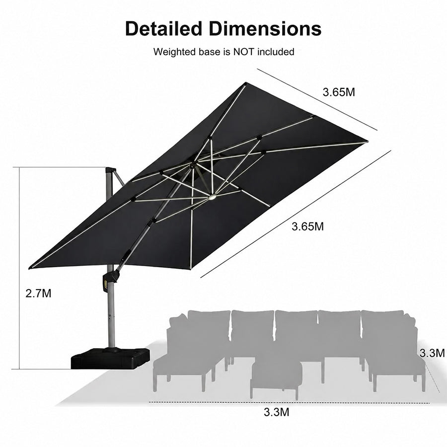 PURPLE LEAF Double Top Square Outdoor LED Umbrellas