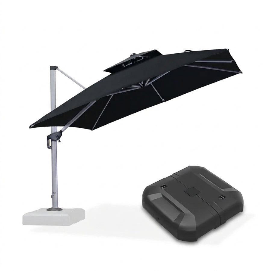 PURPLE LEAF Large Square Patio Cantilever Umbrella With Base for Garden Pool Porch