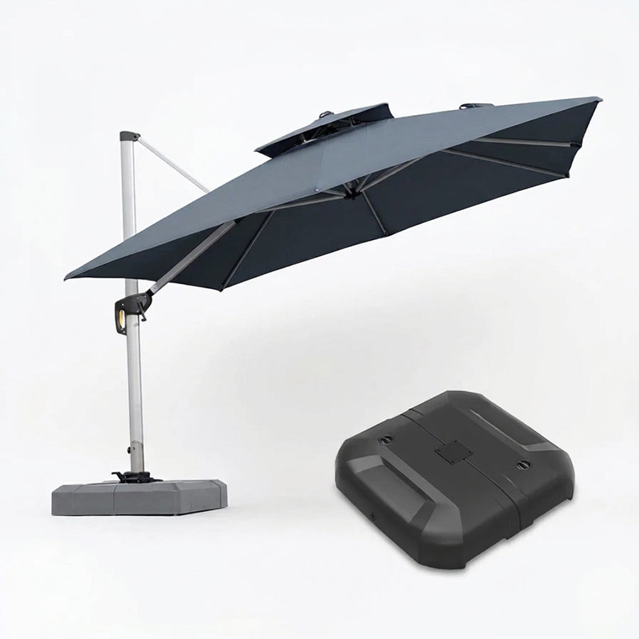PURPLE LEAF Large Square Patio Cantilever Umbrella With Base for Garden Pool Porch