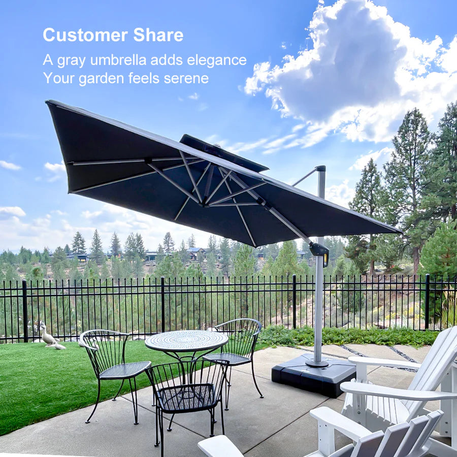 PURPLE LEAF Double Top 360° Rotation Windproof Square Cantilever Patio Classic Umbrella