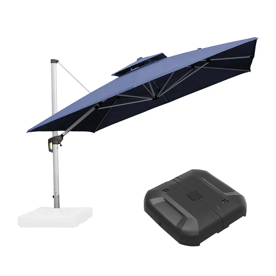 PURPLE LEAF Large Square Patio Cantilever Umbrella With Base for Garden Pool Porch