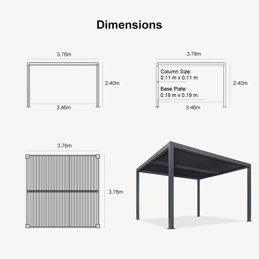 PURPLE LEAF Louvered Pergola Outdoor Aluminum Pergola with Adjustable Roof for Deck Backyard Garden Hardtop Gazebo