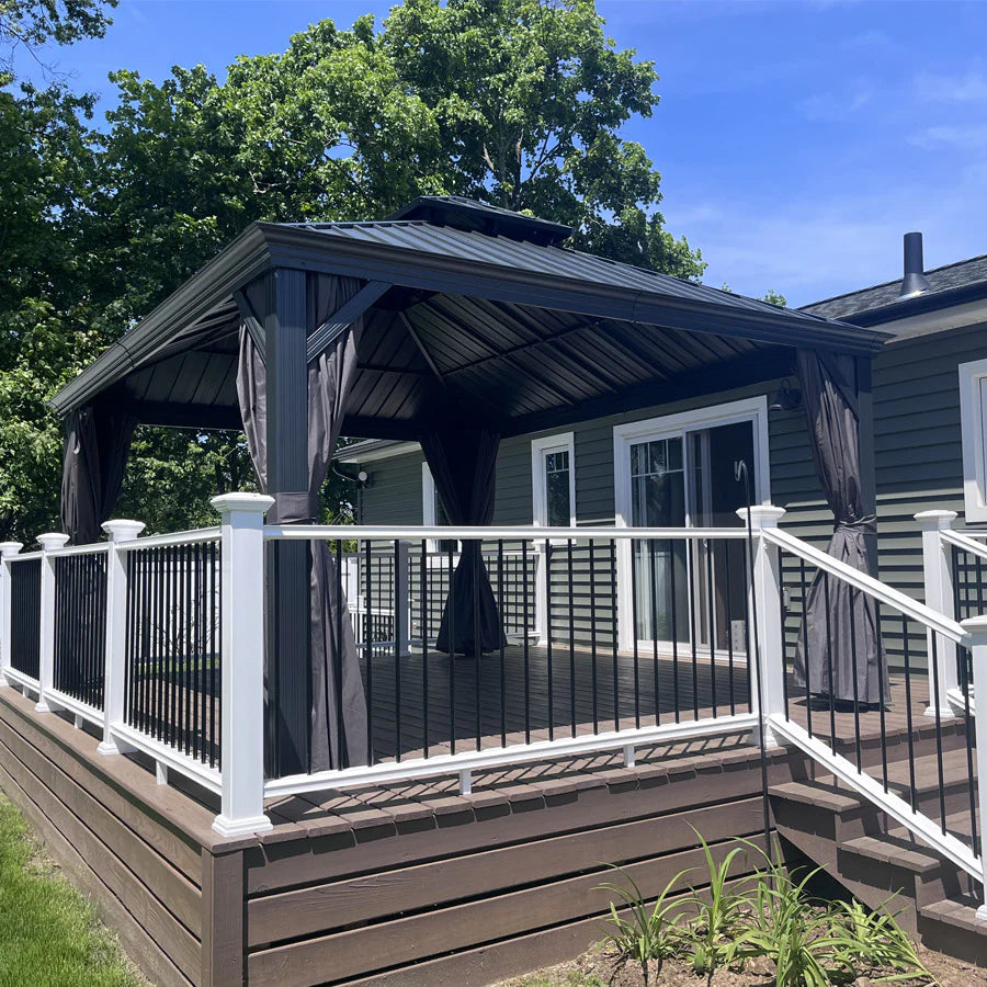 PURPLE LEAF Luxury Patio Gazebo for Backyard Upgraded Heavy Duty Galvanized Steel Roof Enhanced Stability and Premium Curtains