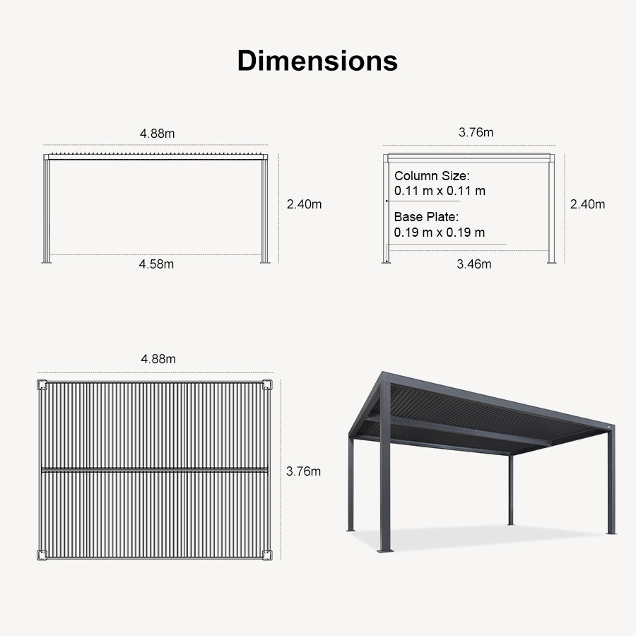 PURPLE LEAF Louvered Pergola Outdoor Aluminum Pergola with Adjustable Roof for Deck Backyard Garden Hardtop Gazebo