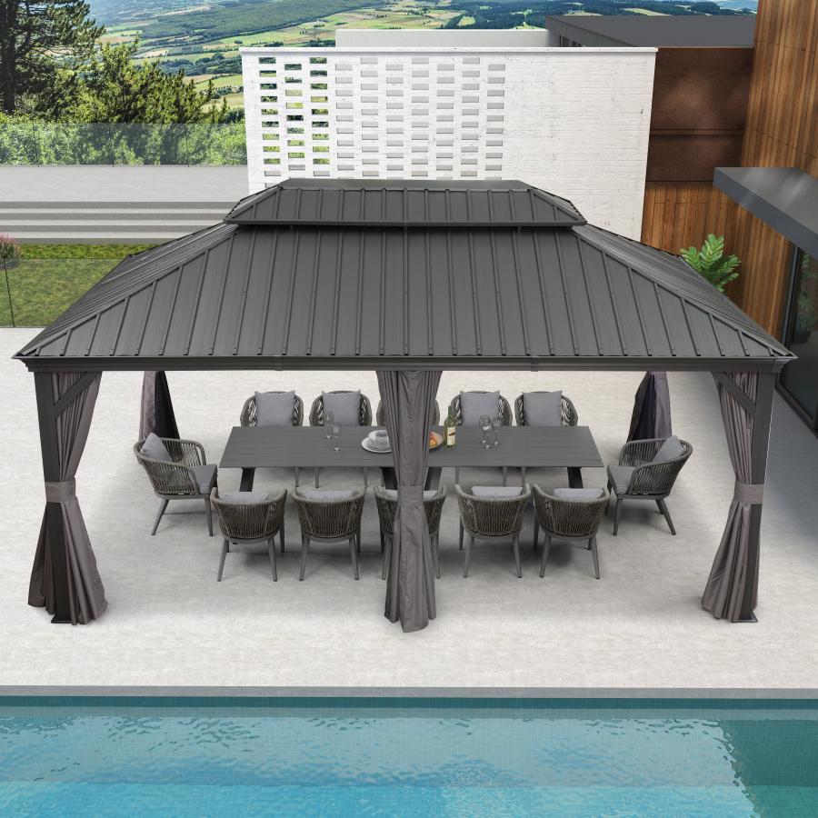 PURPLE LEAF Luxury Patio Gazebo for Backyard Upgraded Heavy Duty Galvanized Steel Roof Enhanced Stability and Premium Curtains