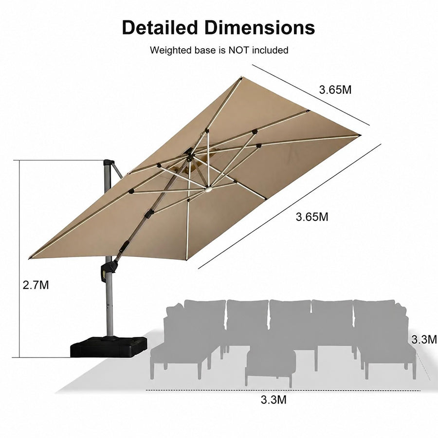 PURPLE LEAF Double Top Square Outdoor LED Umbrellas