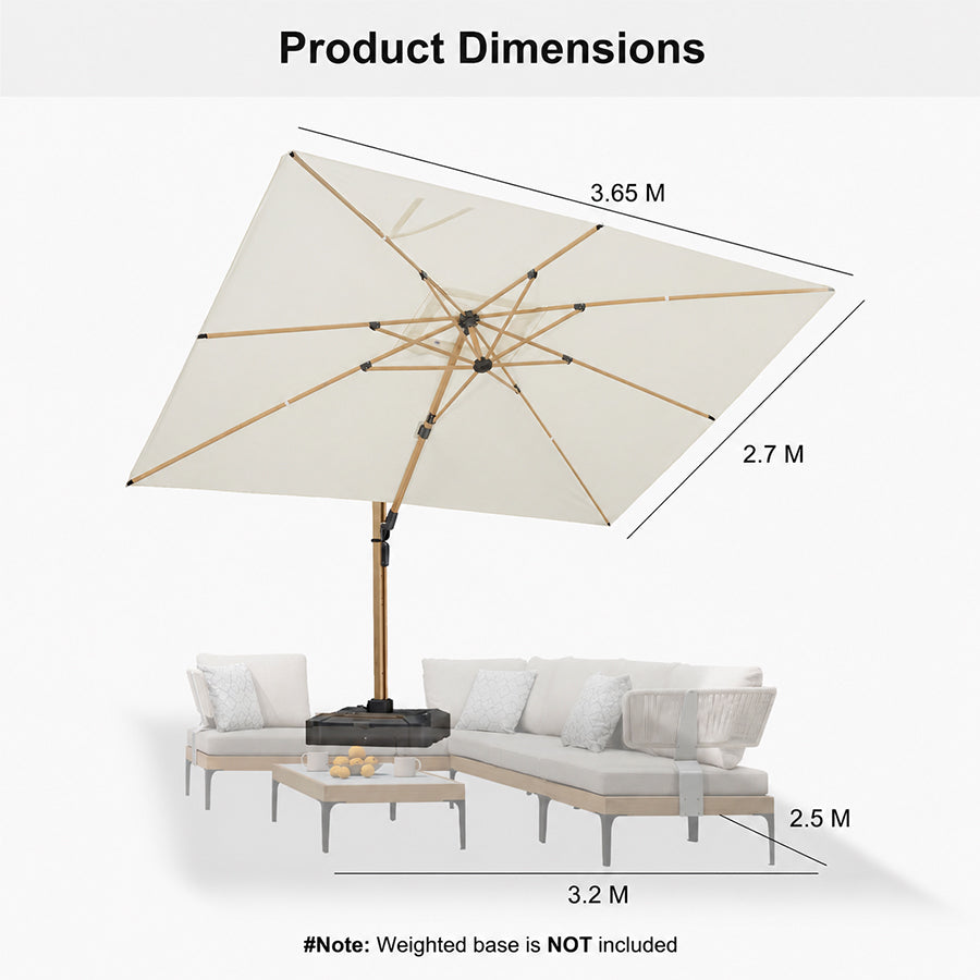 PURPLE LEAF Wood Grain Cantilever Patio Umbrella Aluminum Outdoor Umbrellas
