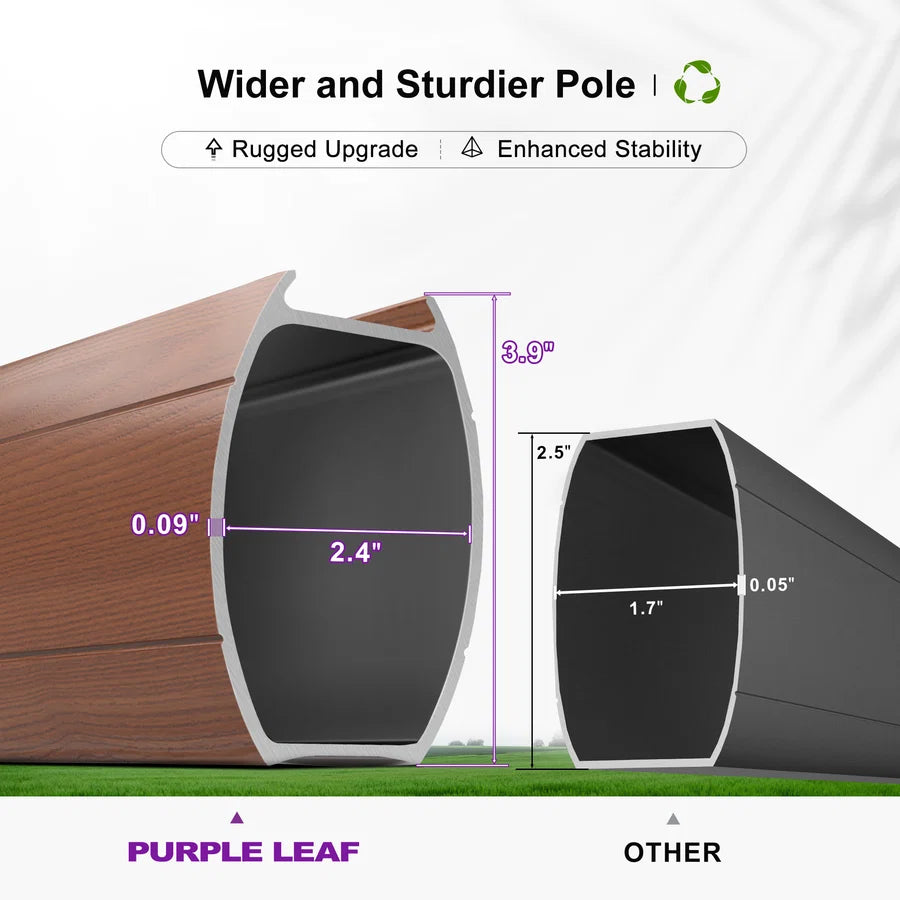 PURPLE LEAF Double Top Square Aluminium Umbrellas in Wood Color