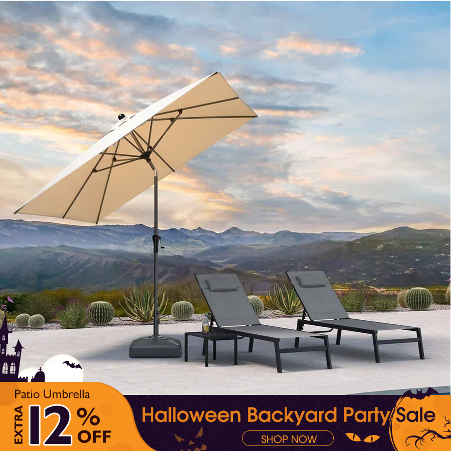 PURPLE LEAF Porch Table Umbrella with Crank and Tilt, Market Patio Umbrella
