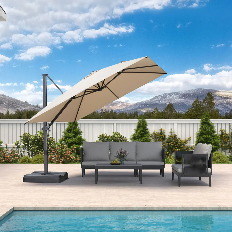 PURPLE LEAF Stepless Tilt Cantilever Umbrella Affordable Outdoor Patio Umbrella