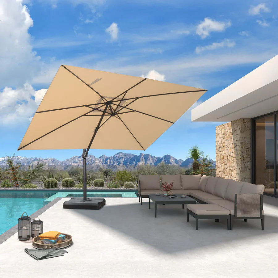 PURPLE LEAF Stepless Tilt Cantilever Umbrella Affordable Outdoor Patio Umbrella