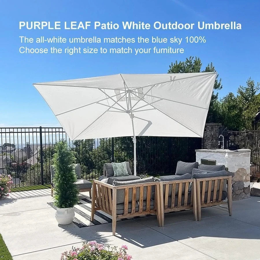 PURPLE LEAF White Outdoor Patio Umbrella Offset Umbrellas