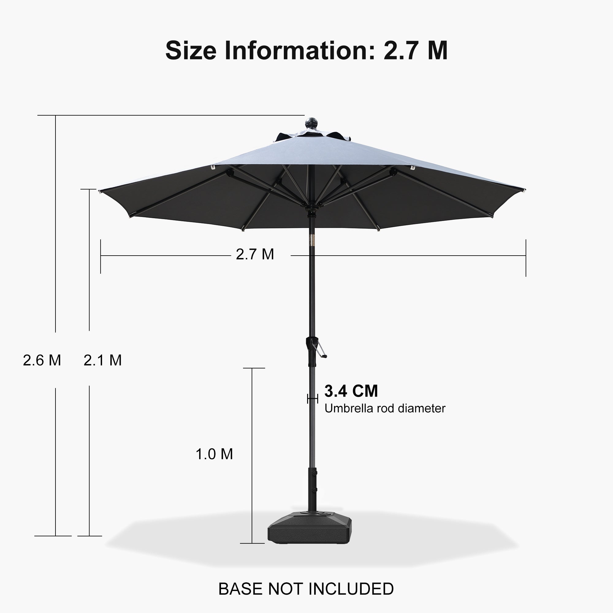 PURPLE LEAF Porch Table Umbrella with Crank and Tilt, Market Patio Umbrella