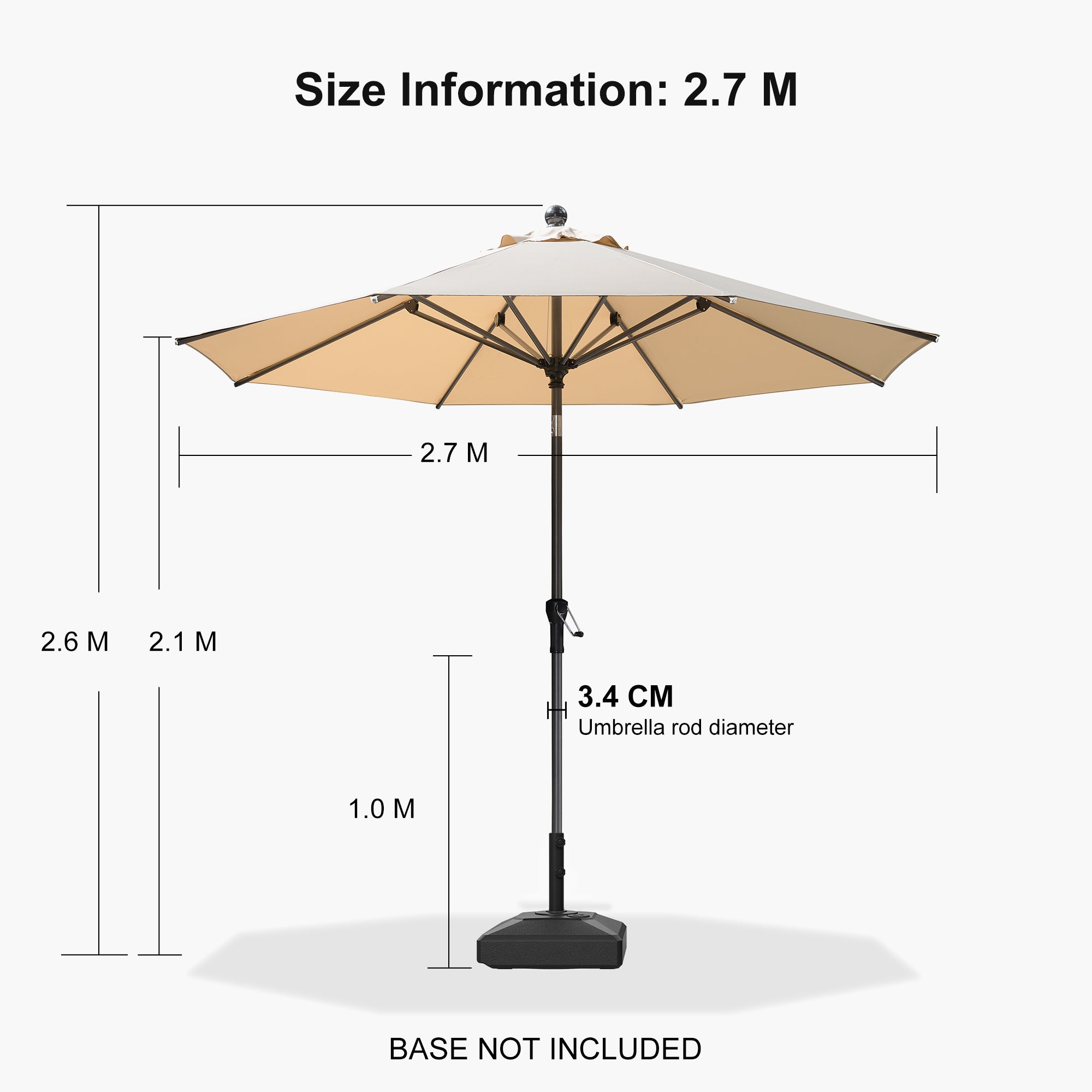 PURPLE LEAF Porch Table Umbrella with Crank and Tilt, Market Patio Umbrella